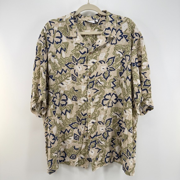 ASOS DESIGN Other - ASOS DESIGN Boxy Revere Shirt Men Large Oversized Viscose Green Hawaiian Floral